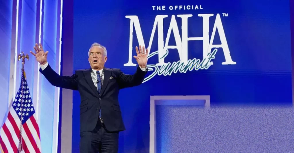 US health authorities skirt vaccine scepticism ahead of November elections US health official addressing a political conference audience.