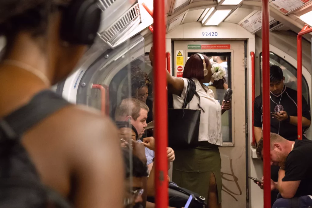 Antidepressant users advised to take extra caution on Tube in heatwave Commuters on a crowded Victoria Line platform during a heatwave