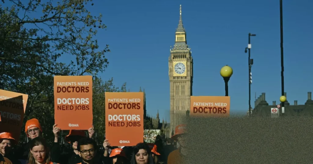 Resident doctors in England plan four-day June walkout Hospital corridor with cancelled appointment notices due to junior doctor strike
