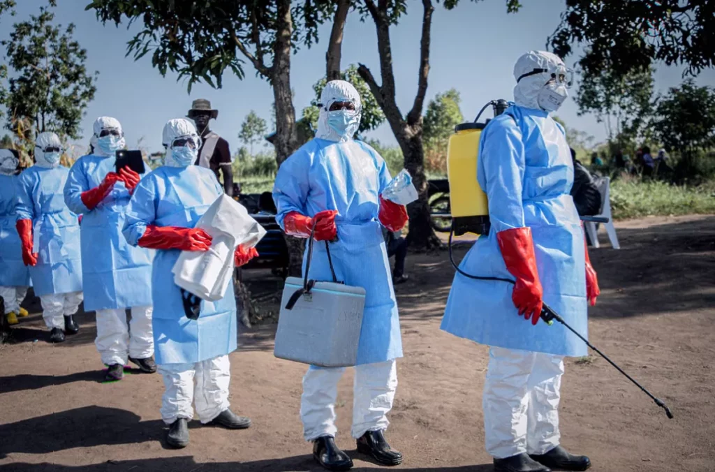 Overflowing hospital tents in a field in Bunia, DR Congo, during the Ebola outbreak