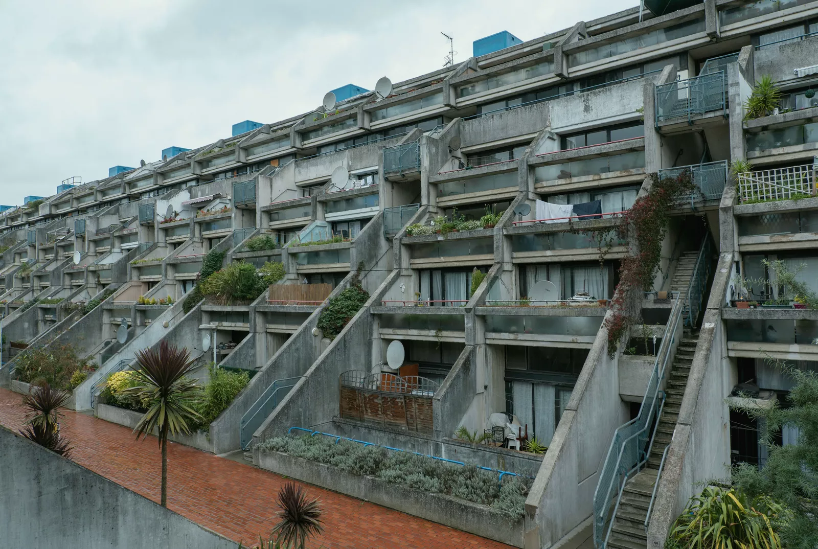 Overcrowded residential area in London with flats and concrete surfaces