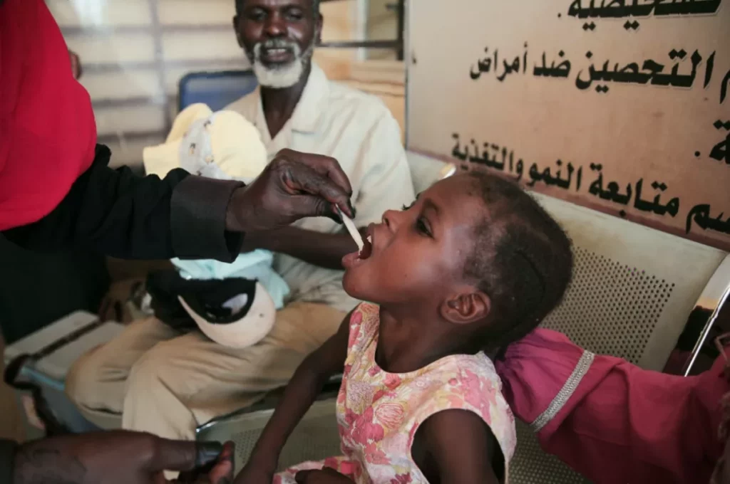 A destroyed hospital building in a conflict-affected region of Sudan